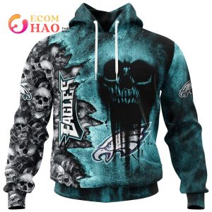 NFL Eagles Halloween Cemetery Skull Jersey 3D Hoodie
