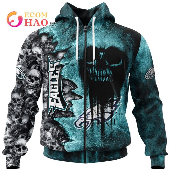 NFL Eagles Halloween Cemetery Skull Jersey 3D Hoodie