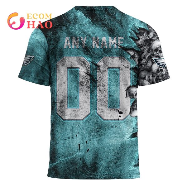 NFL Eagles Halloween Cemetery Skull Jersey 3D Hoodie