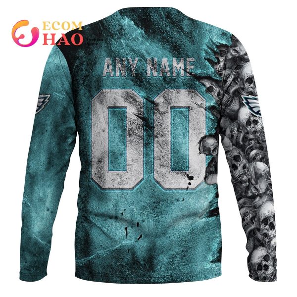 NFL Eagles Halloween Cemetery Skull Jersey 3D Hoodie