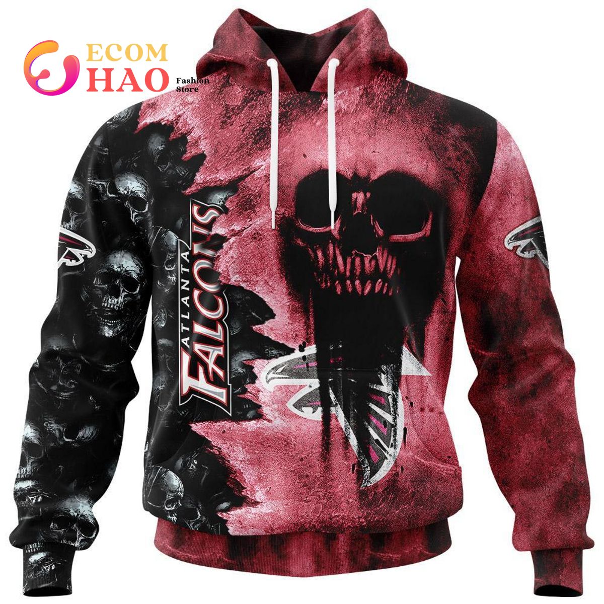 NFL Falcons Halloween Cemetery Skull Jersey 3D Hoodie