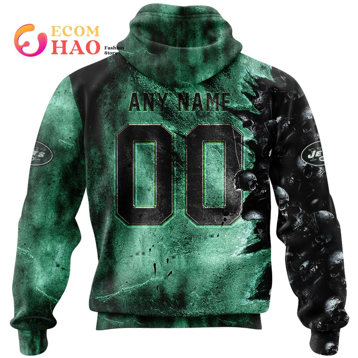 NFL Jets Halloween Cemetery Skull Jersey 3D Hoodie