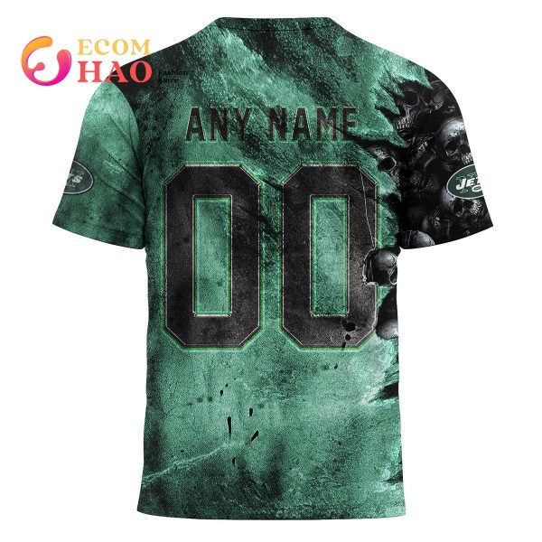 NFL Jets Halloween Cemetery Skull Jersey 3D Hoodie