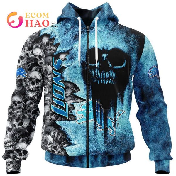 NFL Lions Halloween Cemetery Skull Jersey 3D Hoodie