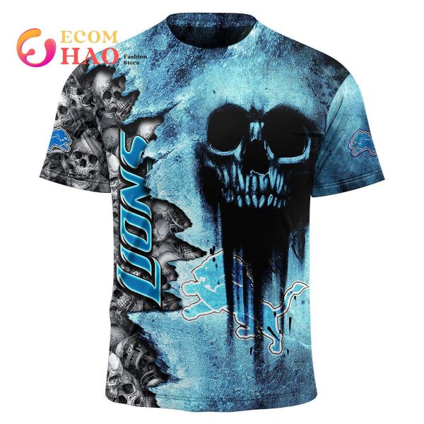 NFL Lions Halloween Cemetery Skull Jersey 3D Hoodie