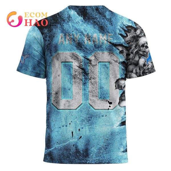NFL Lions Halloween Cemetery Skull Jersey 3D Hoodie