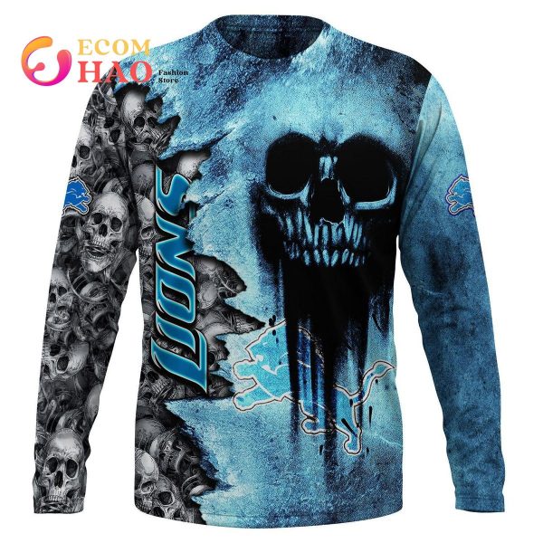 NFL Lions Halloween Cemetery Skull Jersey 3D Hoodie