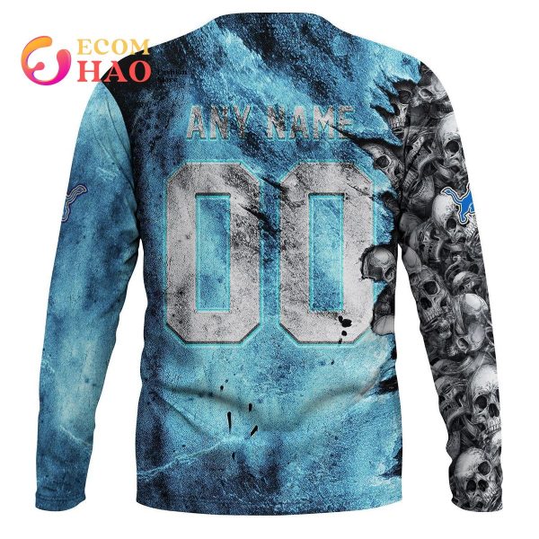 NFL Lions Halloween Cemetery Skull Jersey 3D Hoodie
