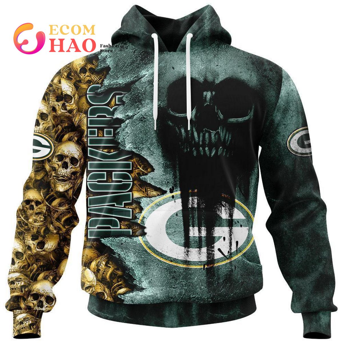 NFL Packers Halloween Cemetery Skull Jersey 3D Hoodie