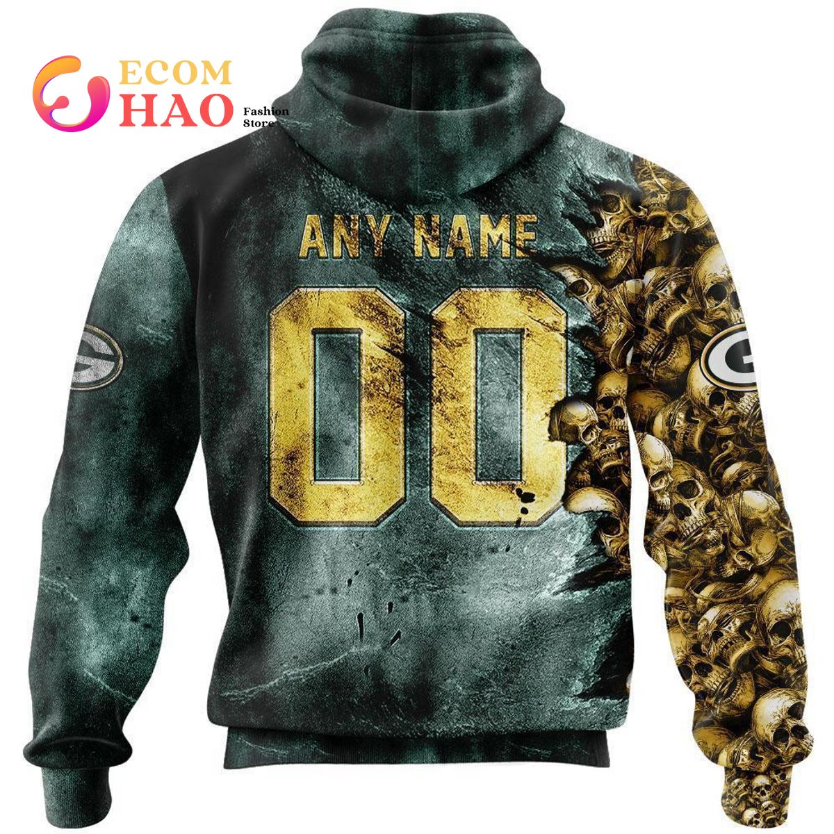 NFL Packers Halloween Cemetery Skull Jersey 3D Hoodie