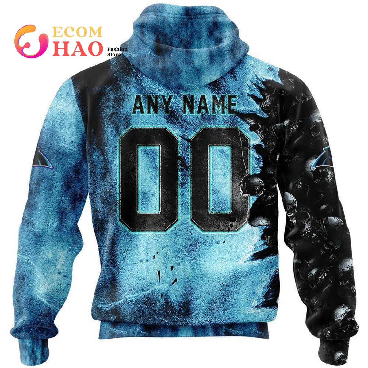 NFL Panthers Halloween Cemetery Skull Jersey 3D Hoodie