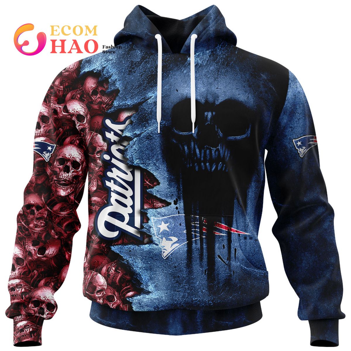 NFL Patriots Halloween Cemetery Skull Jersey 3D Hoodie