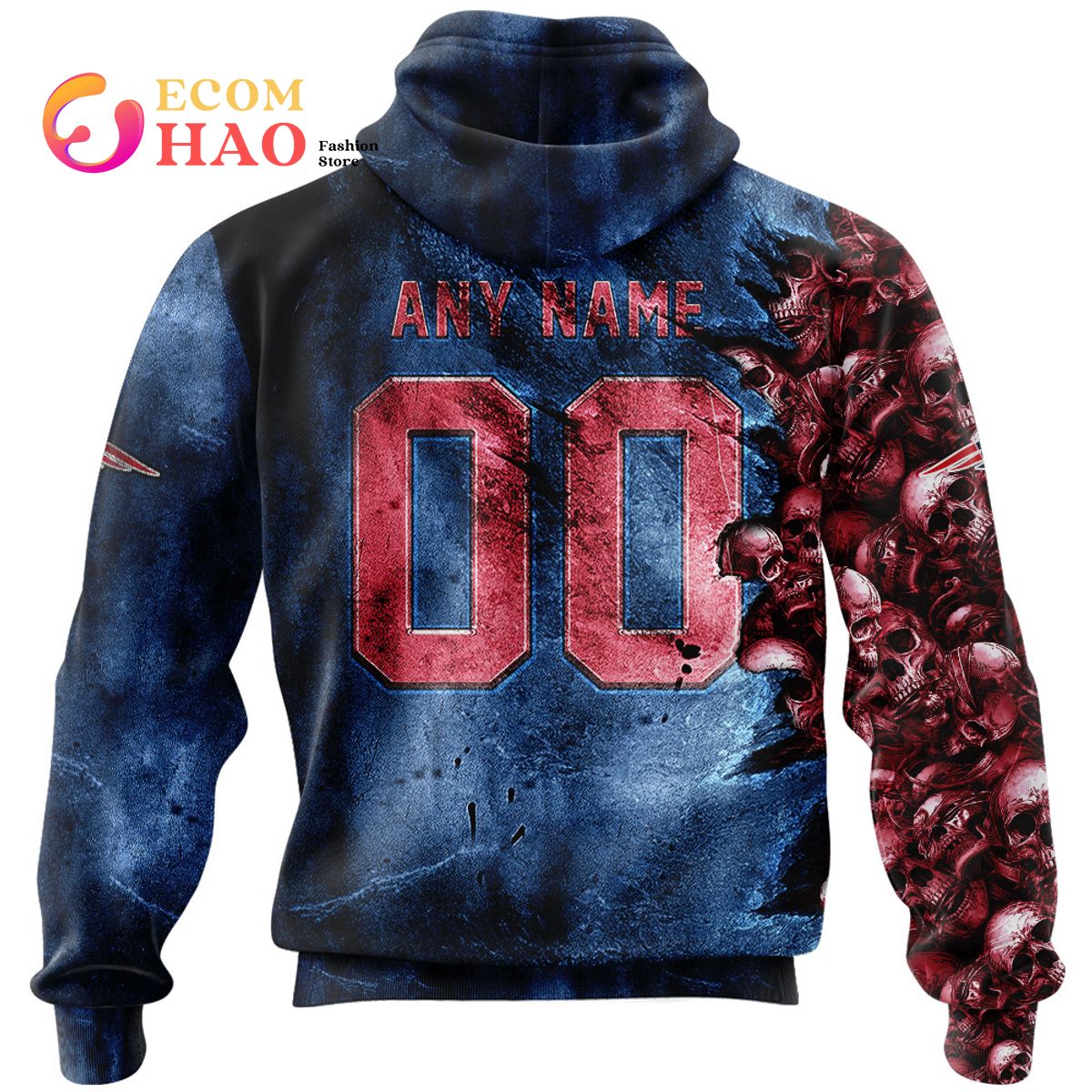 NFL Patriots Halloween Cemetery Skull Jersey 3D Hoodie