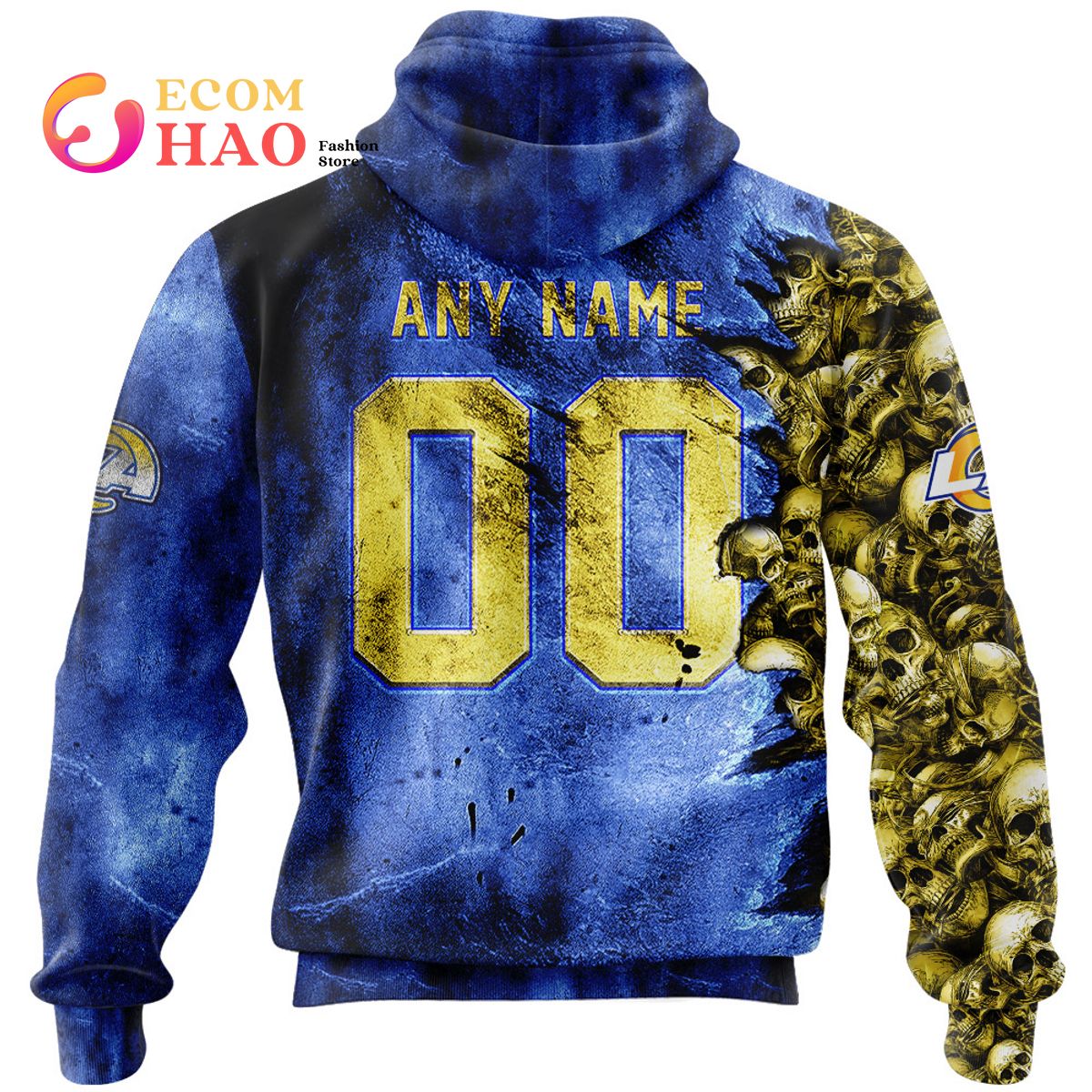 NFL Rams Halloween Cemetery Skull Jersey 3D Hoodie