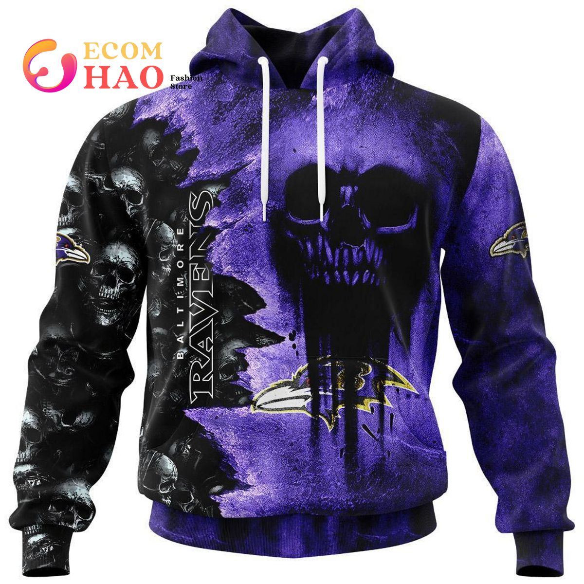 NFL Vikings Halloween Cemetery Skull Jersey 3D Hoodie