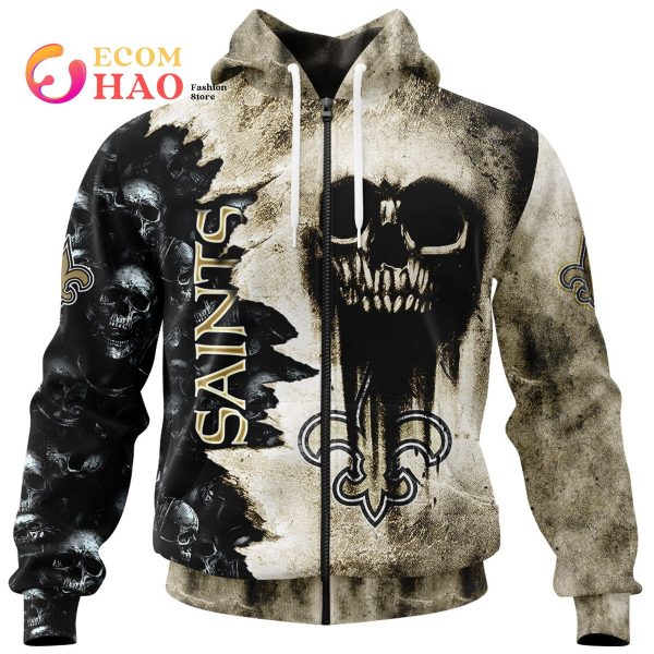 NFL Saints Halloween Cemetery Skull Jersey 3D Hoodie