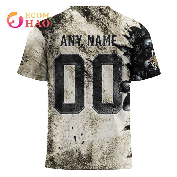 NFL Saints Halloween Cemetery Skull Jersey 3D Hoodie