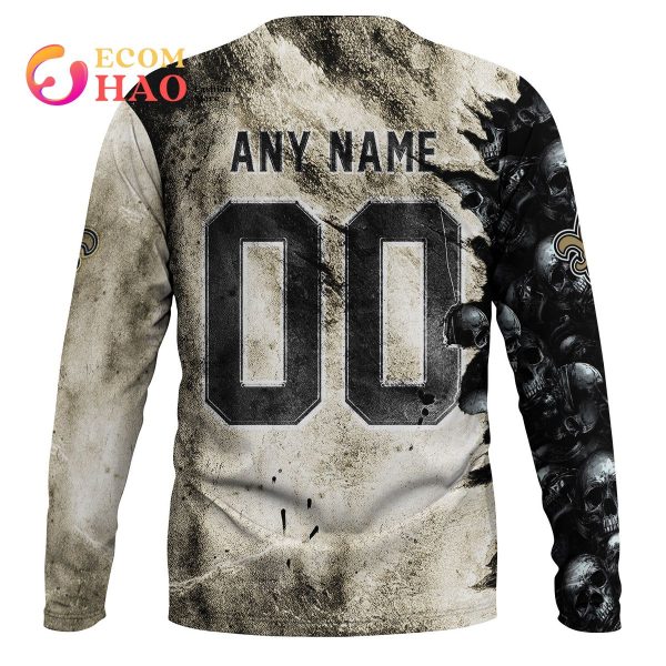 NFL Saints Halloween Cemetery Skull Jersey 3D Hoodie