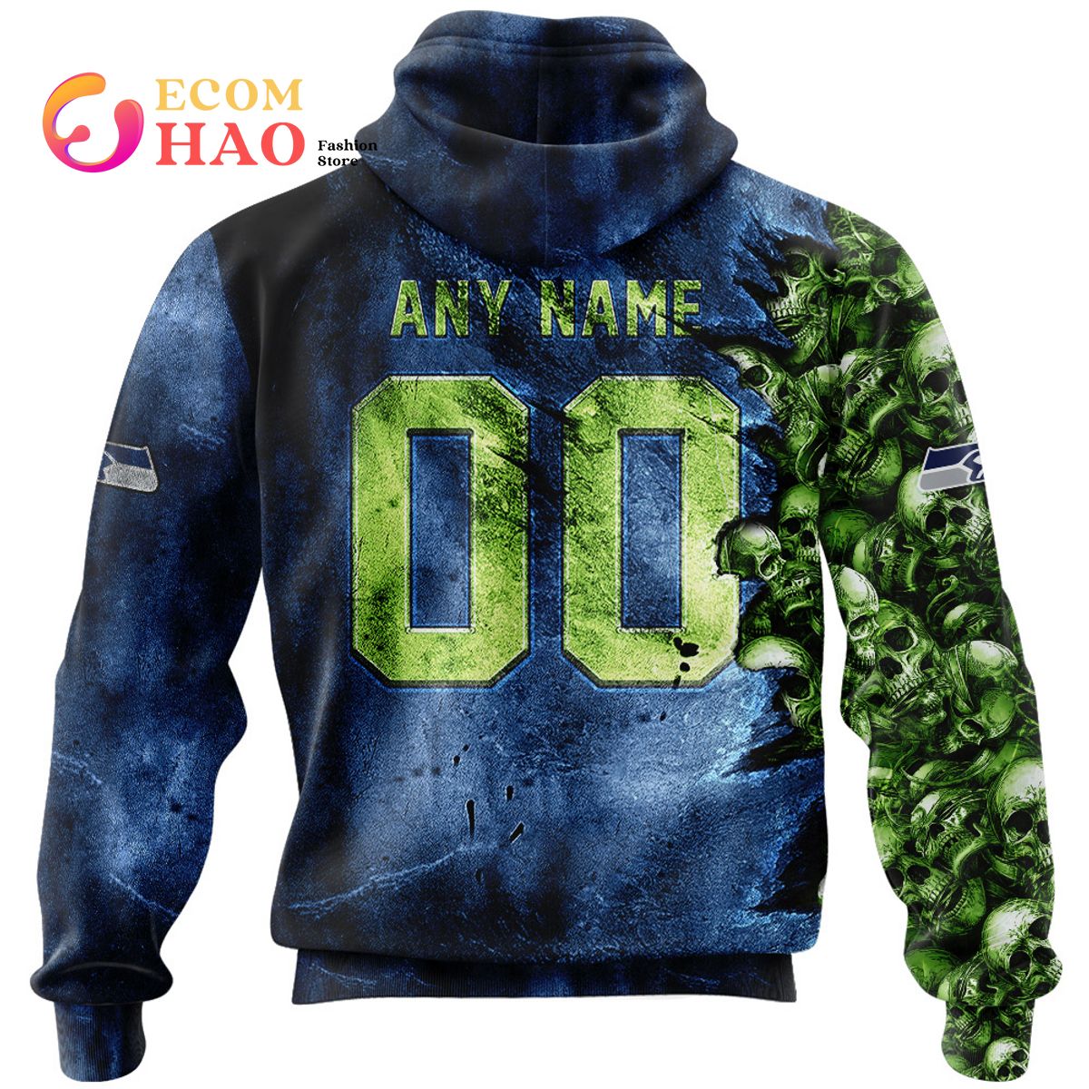 NFL Seahawks Halloween Cemetery Skull Jersey 3D Hoodie