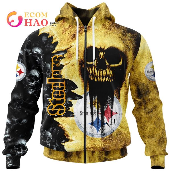 NFL Steelers Halloween Cemetery Skull Jersey 3D Hoodie