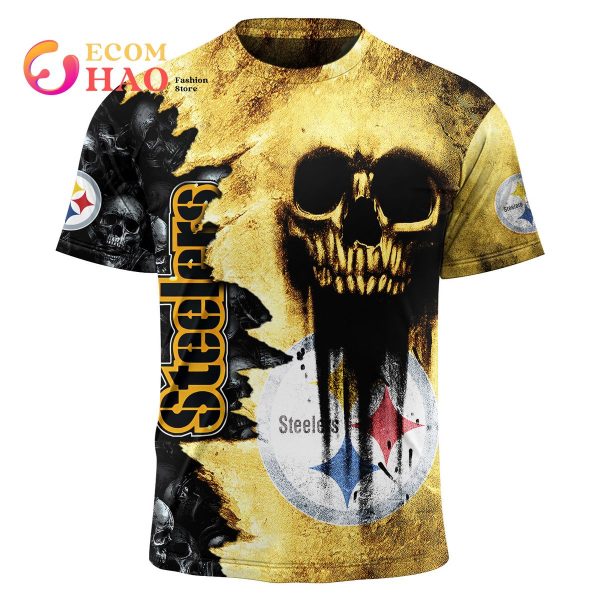 NFL Steelers Halloween Cemetery Skull Jersey 3D Hoodie