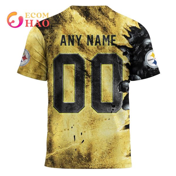 NFL Steelers Halloween Cemetery Skull Jersey 3D Hoodie