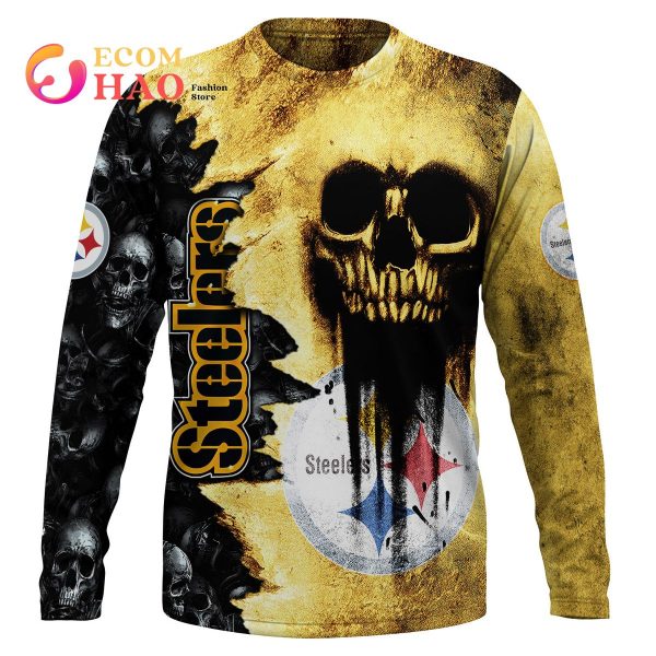 NFL Steelers Halloween Cemetery Skull Jersey 3D Hoodie