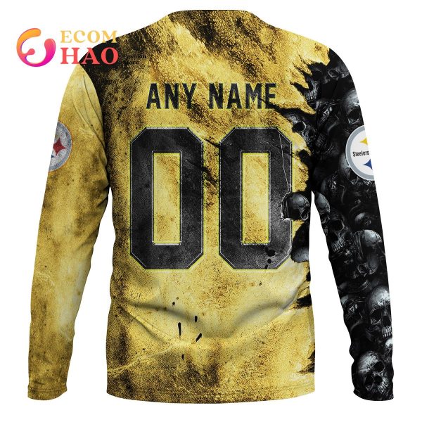 NFL Steelers Halloween Cemetery Skull Jersey 3D Hoodie