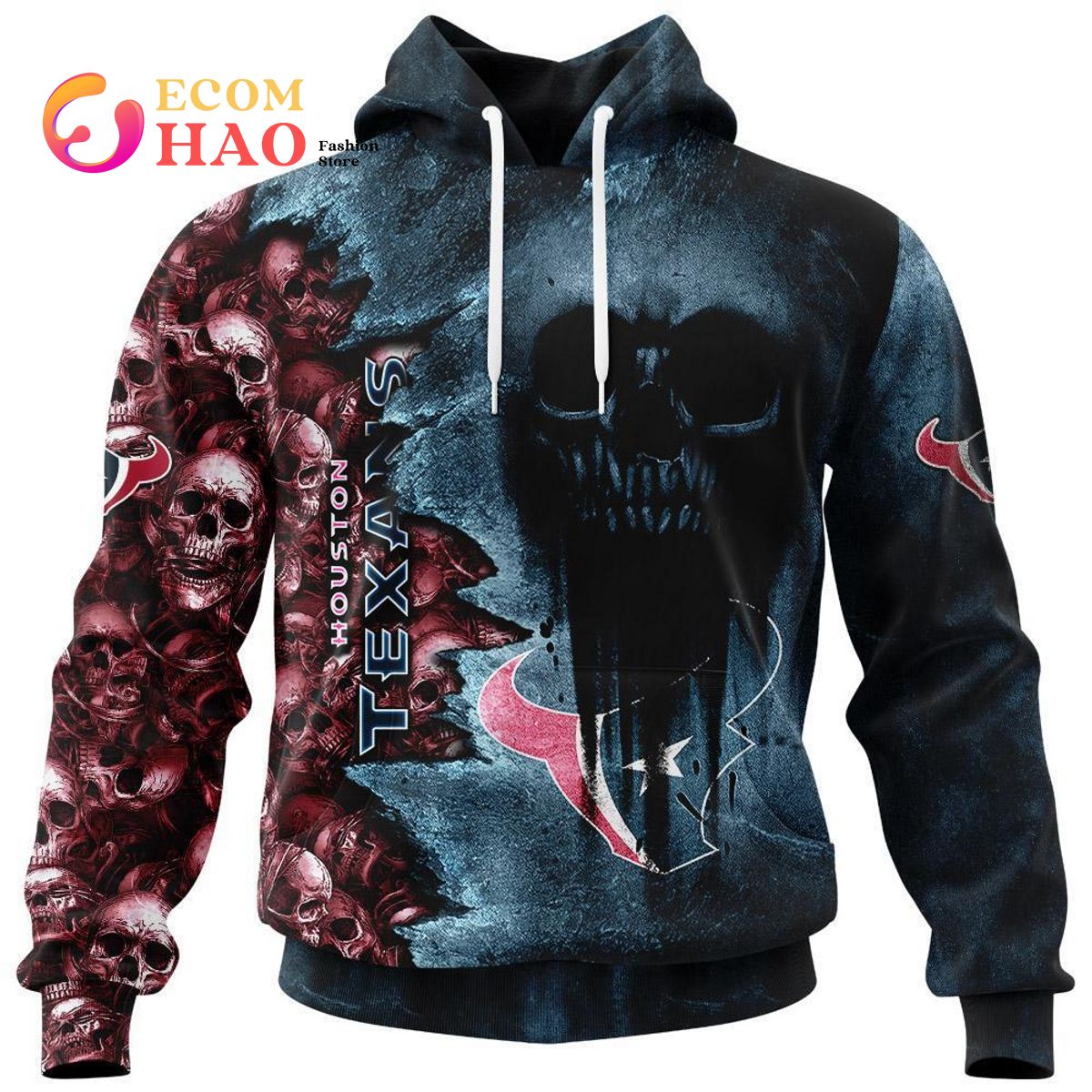 NFL Texans Halloween Cemetery Skull Jersey 3D Hoodie