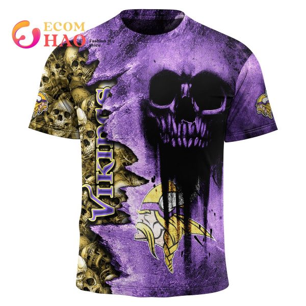 NFL Vikings Halloween Cemetery Skull Jersey 3D Hoodie