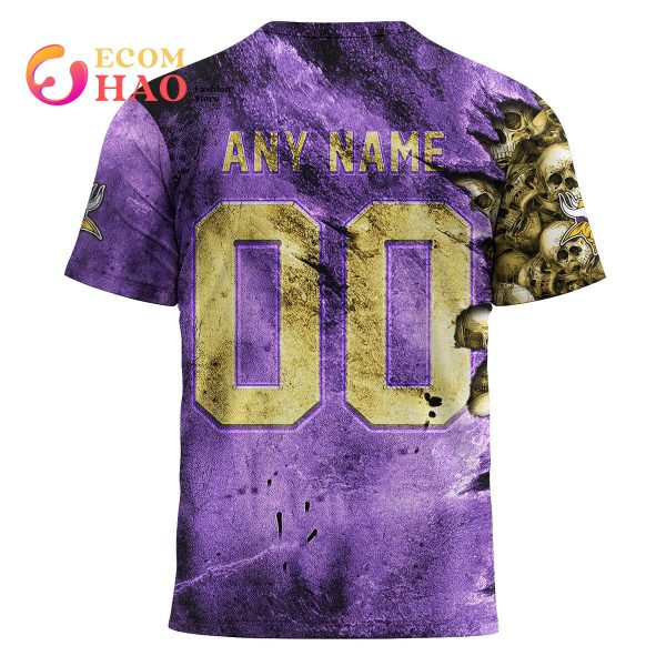 NFL Vikings Halloween Cemetery Skull Jersey 3D Hoodie