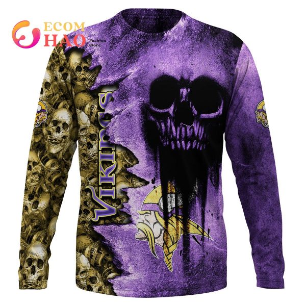 NFL Vikings Halloween Cemetery Skull Jersey 3D Hoodie