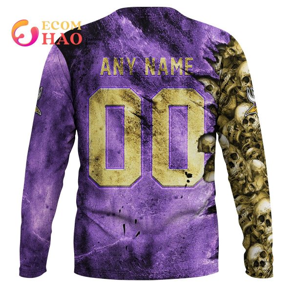 NFL Vikings Halloween Cemetery Skull Jersey 3D Hoodie
