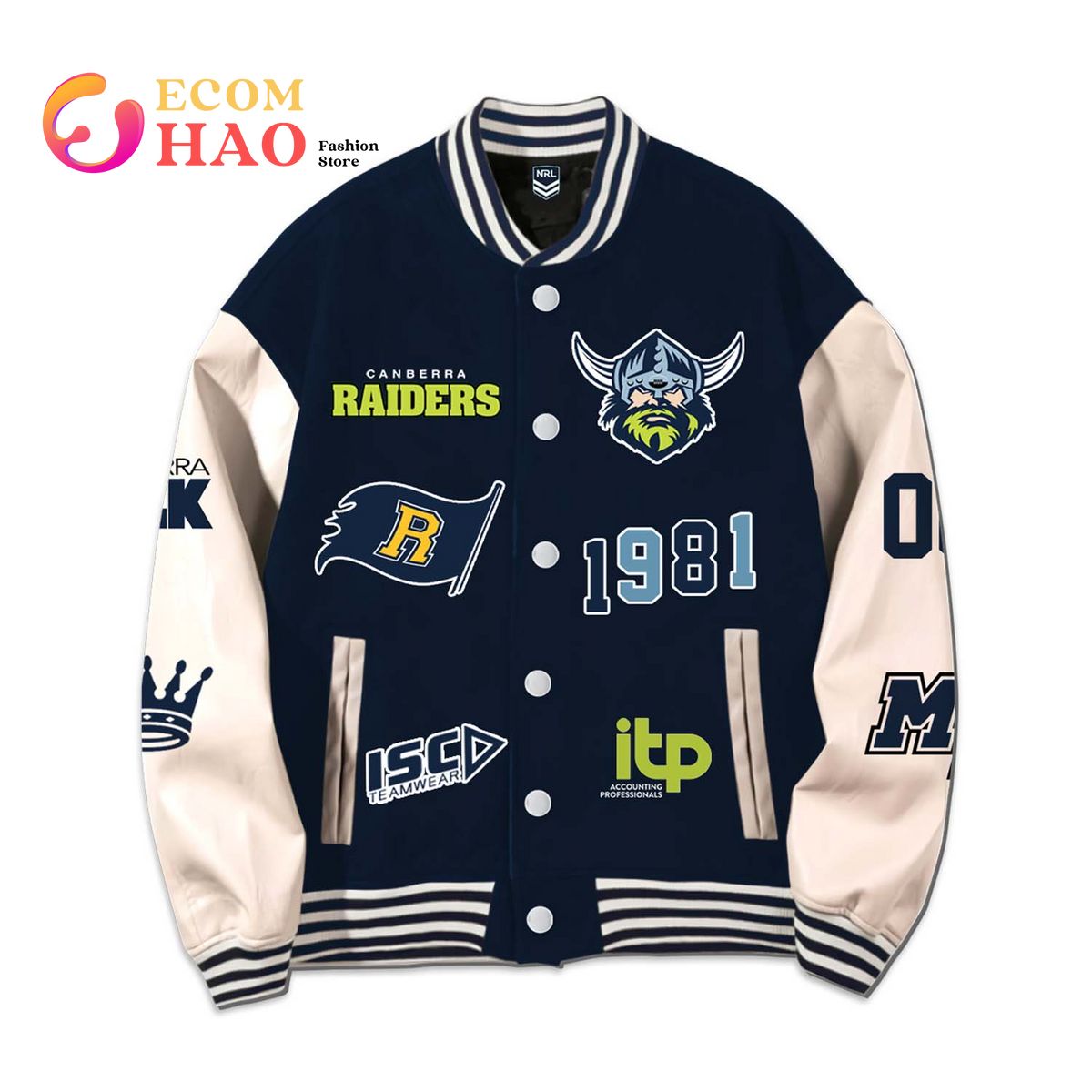 NRL 3D Premium Baseball Jacket Canberra Raiders