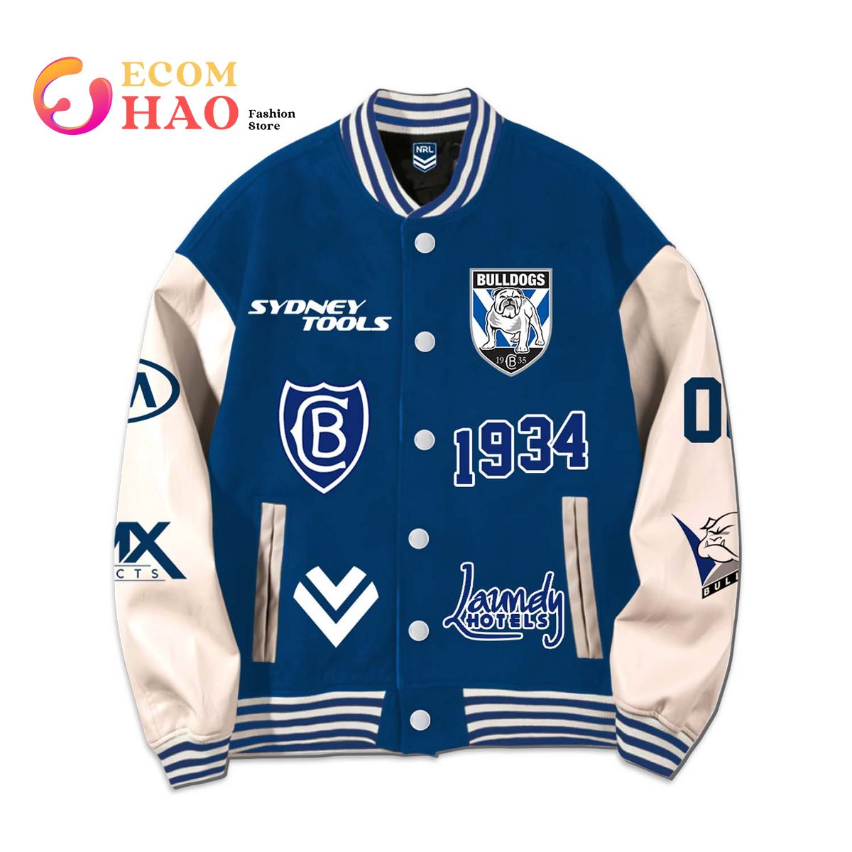 NRL 3D Premium Baseball Jacket Canterbury Bulldogs