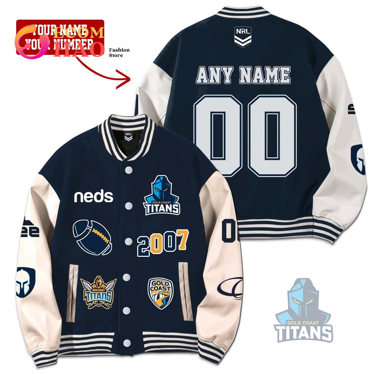 NRL 3D Premium Baseball Jacket Melbourne Storm