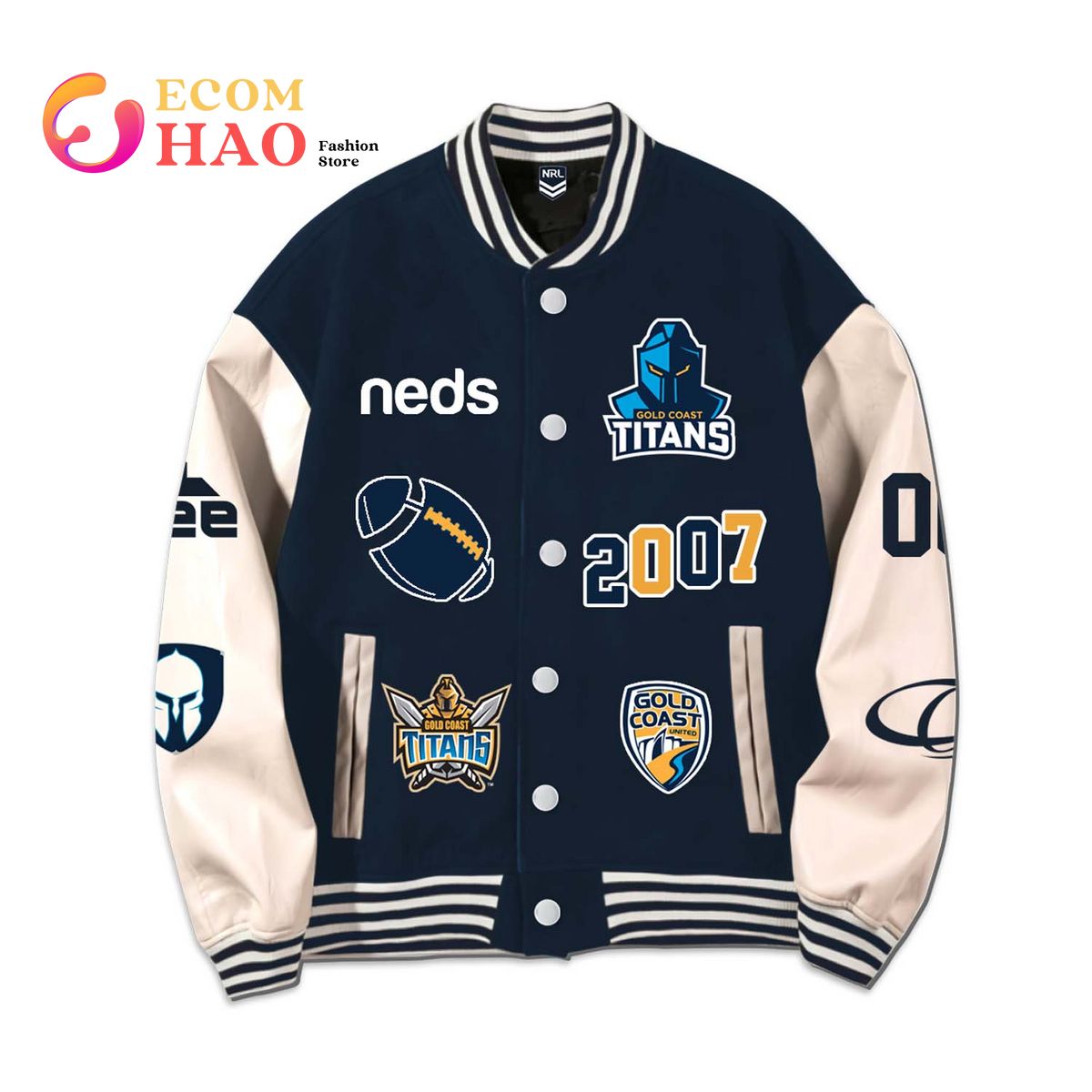 NRL 3D Premium Baseball Jacket Gold Coast Titans