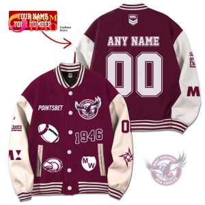 NRL 3D Premium Baseball Jacket Manly Sea Eagles
