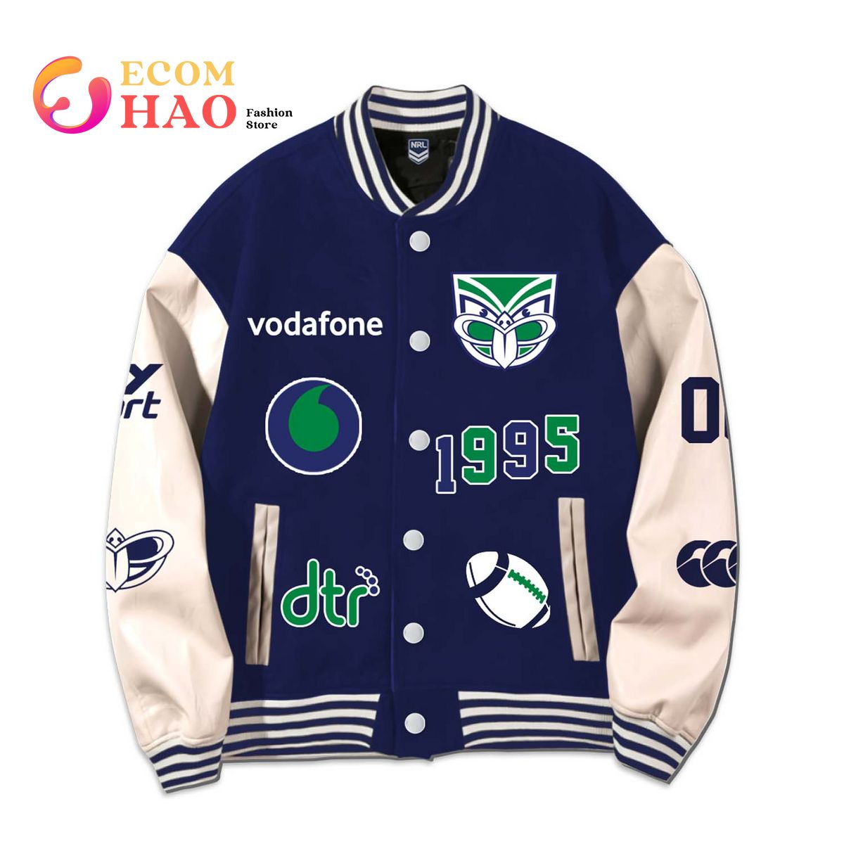 NRL 3D Premium Baseball Jacket New Zealand Warriors