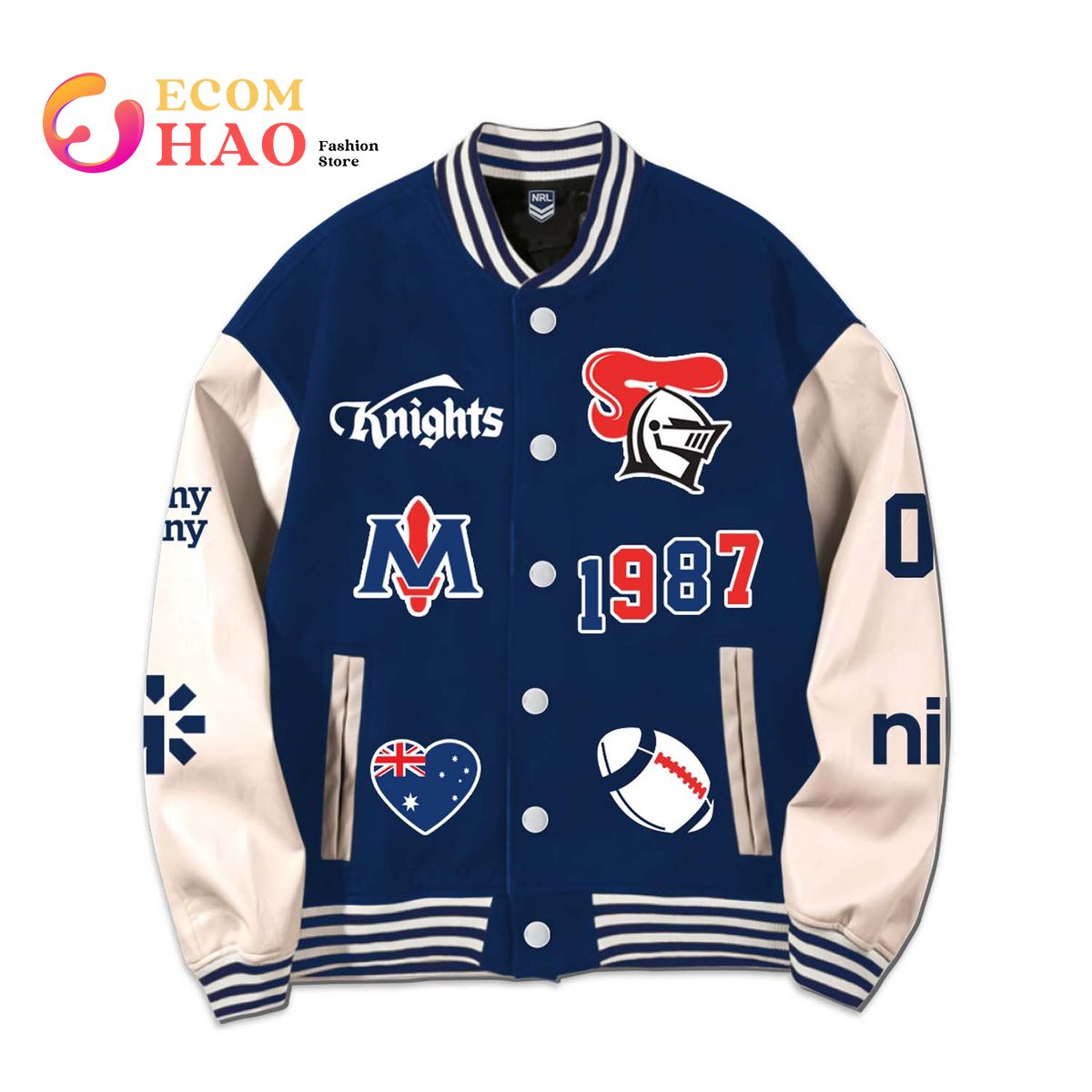 NRL 3D Premium Baseball Jacket Newcastle Knights