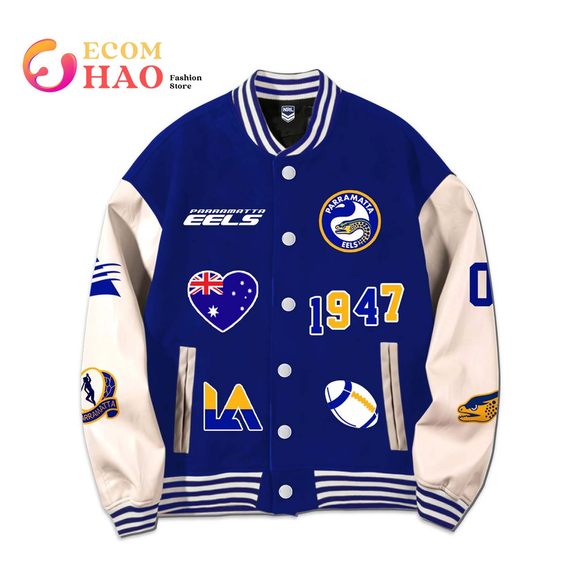 NRL 3D Premium Baseball Jacket Parramatta Eels