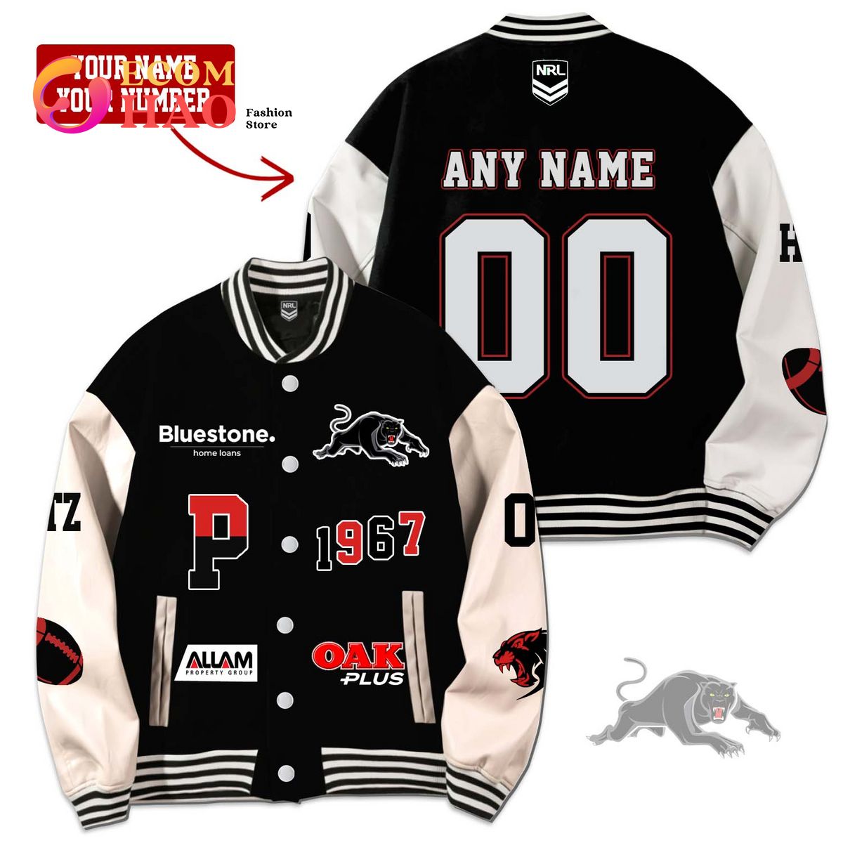 NRL 3D Premium Baseball Jacket Penrith Panthers