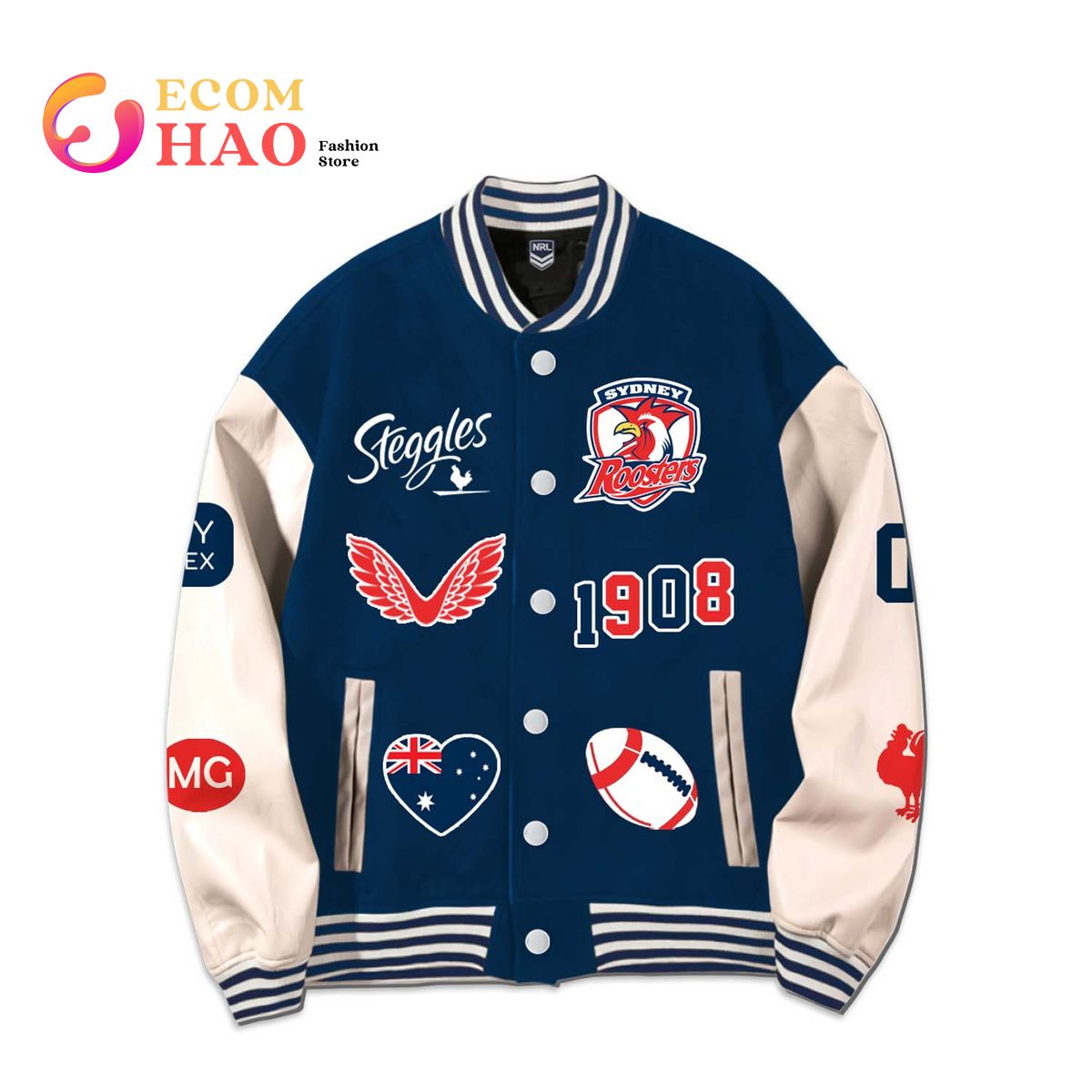 NRL 3D Premium Baseball Jacket Sydney Roosters