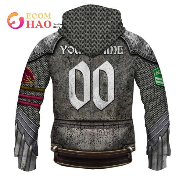 Personalized NRL Brisbane Broncos Armor 3D Hoodie