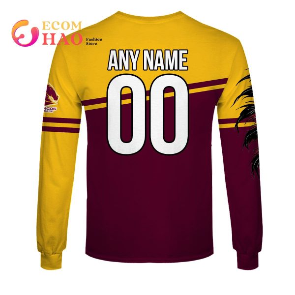 Personalized NRL Brisbane Broncos Native Skull 3D Hoodie