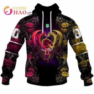 Personalized NRL Brisbane Broncos Rose Dragon 3D Hoodie