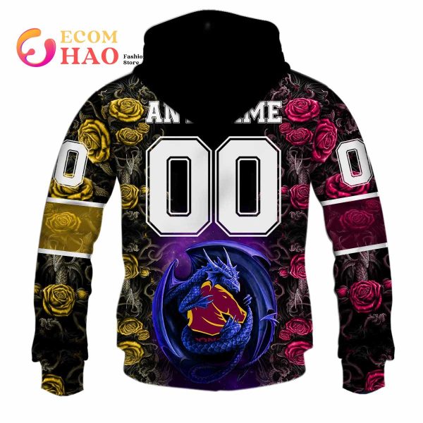 Personalized NRL Brisbane Broncos Rose Dragon 3D Hoodie