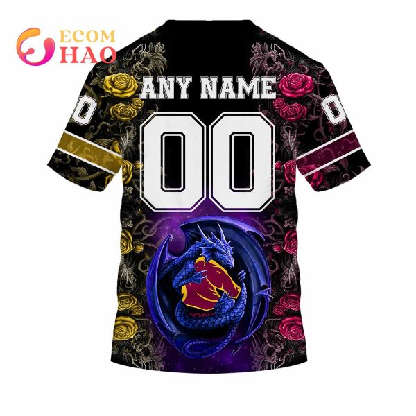 Personalized NRL Brisbane Broncos Rose Dragon 3D Hoodie