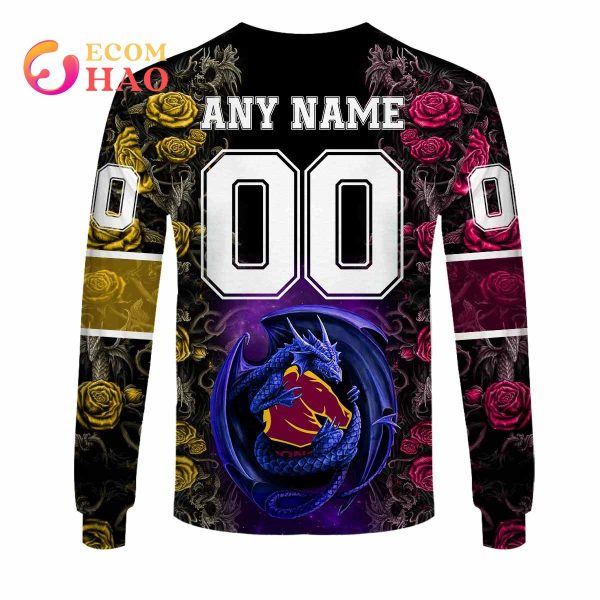 Personalized NRL Brisbane Broncos Rose Dragon 3D Hoodie