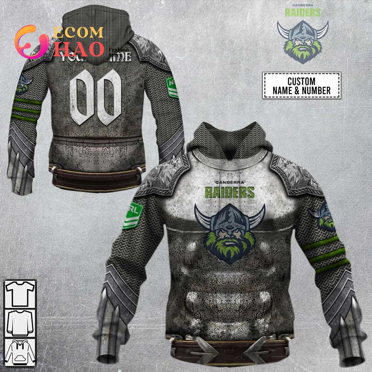 Personalized NRL Canberra Raiders Armor 3D Hoodie